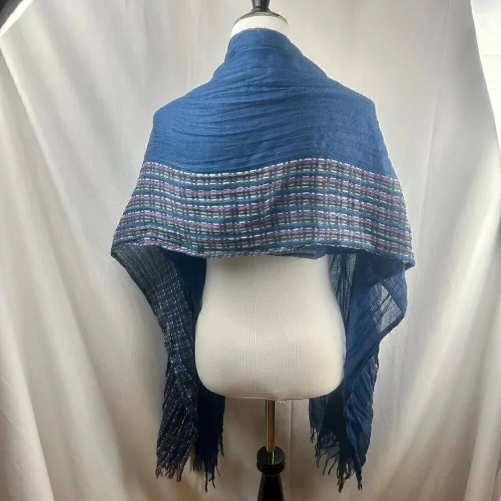Navy‎ Blue Scarf Wrap Women One Size Gauzy Woven Lightweight Fringe Pink Yellow